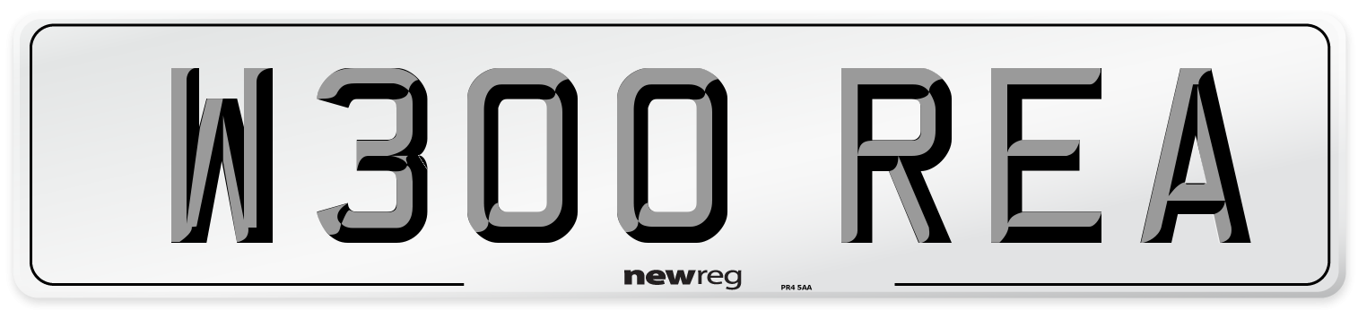 W300 REA Number Plate from New Reg